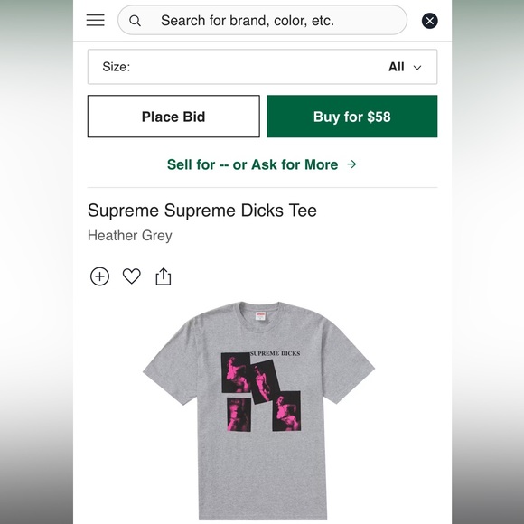 Supreme “Supreme Dicks” Tee - Picture 2 of 5
